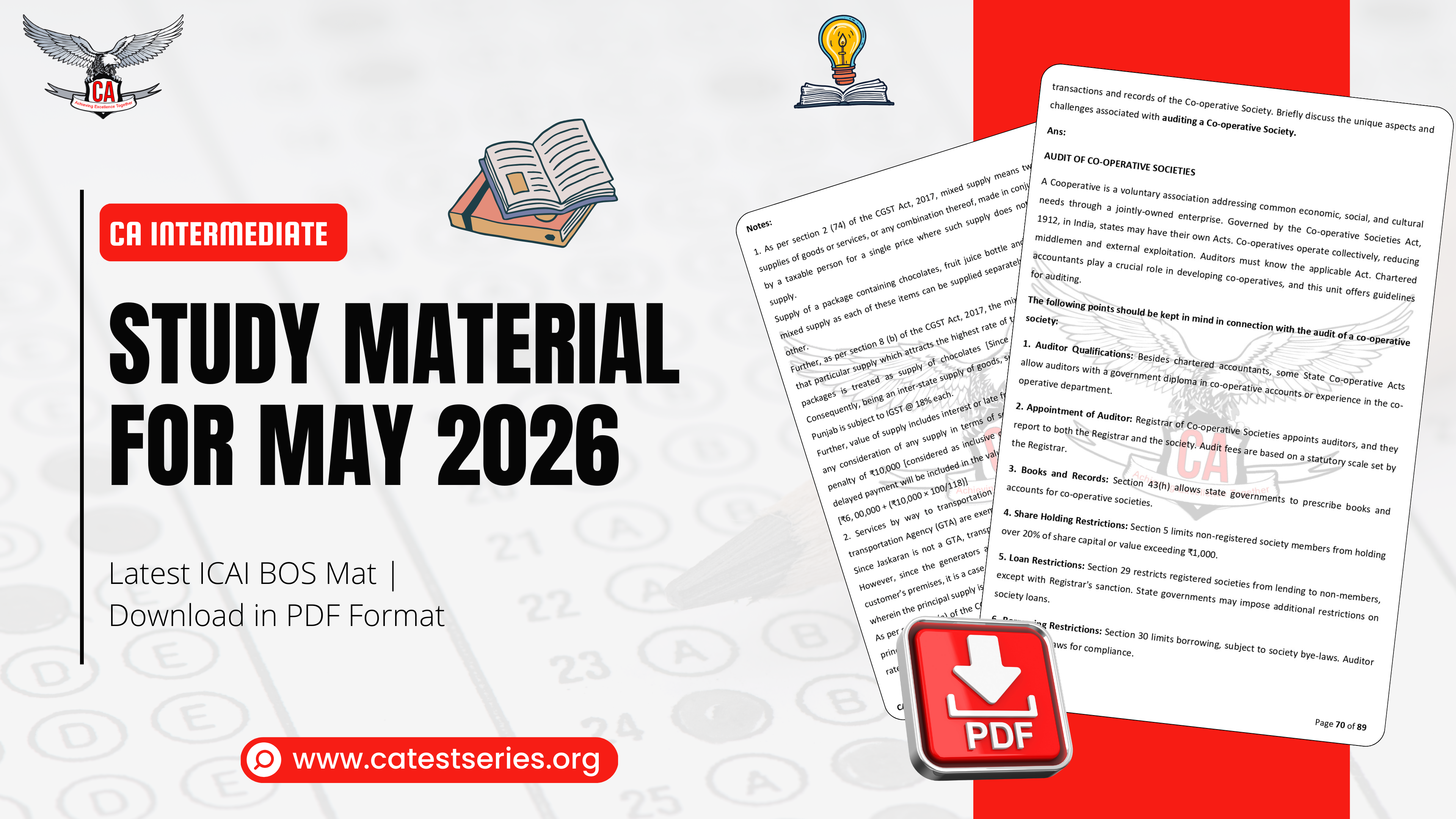 CA Intermediate Study Material for September 2026| Latest ICAI BOS Mat | Download in PDF Format