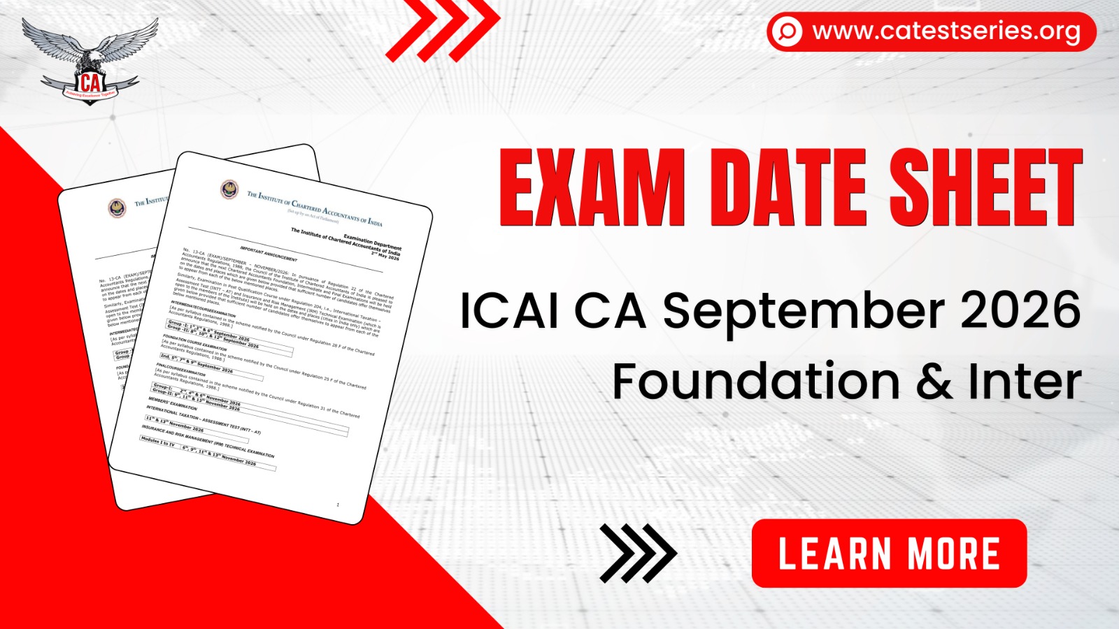ICAI CA September 2026 Exam Date Sheet Out for Foundation & Inter | CA Final Nov 2026 Dates